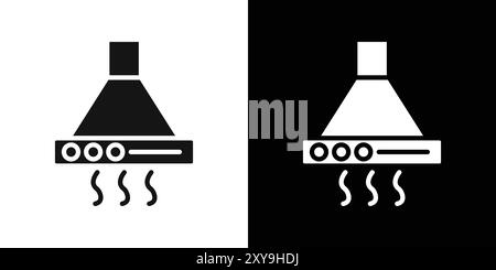 Contour vectoriel de signe de logo d'icône de hotte d'extraction en noir et blanc Illustration de Vecteur