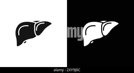 contour de vecteur de signe de logo d'organe de foie en couleur noire et blanche Illustration de Vecteur