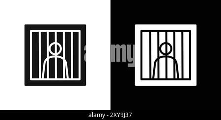 icône de prisonnier criminel de prison logo signe vectoriel contour en noir et blanc Illustration de Vecteur