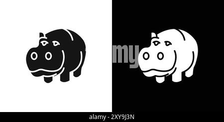 hippopotame ou hippopotame logo logo logo contour vectoriel en noir et blanc Illustration de Vecteur