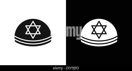 Contour vectoriel de signe de logo Kippah icône en couleur noire et blanche Illustration de Vecteur