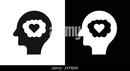 Contour de vecteur de signe de logo de santé mentale en noir et blanc Illustration de Vecteur