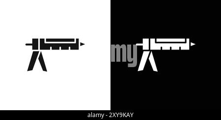 contour de vecteur de signe de logo d'icône de pistolet de scellant en couleur noire et blanche Illustration de Vecteur