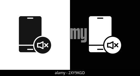 contour vectoriel de signe de logo d'icône de téléphone silencieux en noir et blanc Illustration de Vecteur