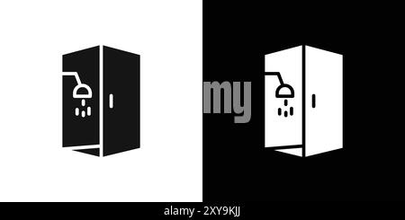 Contour vectoriel de signe d'icône de salle de bains de cabine de douche en couleur noire et blanche Illustration de Vecteur