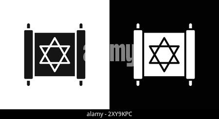 Contour vectoriel de signe de logo d'icône Torah en couleur noire et blanche Illustration de Vecteur