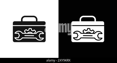 Contour de vecteur de signe de logo d'icône de boîte à outils en couleur noir et blanc Illustration de Vecteur