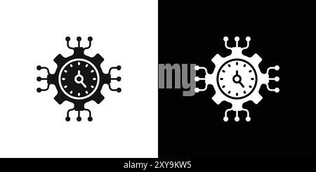 Contour de vecteur de signe de logo d'icône de gestion du temps en noir et blanc Illustration de Vecteur