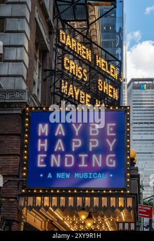 Belasco Theatre Marquee avec 'Maybe Happy Ending'', New York City, États-Unis 2024 Banque D'Images