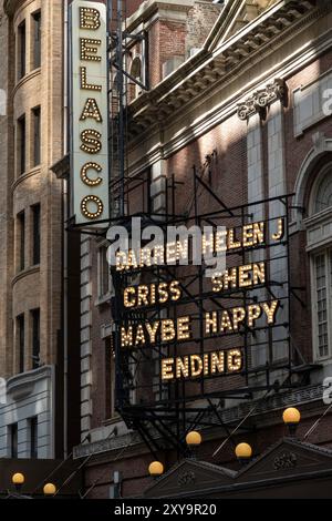 Belasco Theatre Marquee avec 'Maybe Happy Ending'', New York City, États-Unis 2024 Banque D'Images