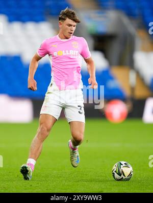 Tyler Dibling de Southampton lors du match de deuxième tour de la Carabao Cup au Cardiff City Stadium. Date de la photo : mercredi 28 août 2024. Banque D'Images