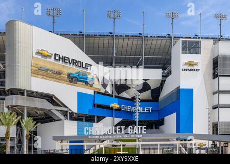 Daytona International Speedway est un circuit de Daytona Beach qui accueille le Daytona 500, ainsi que d'autres courses et divertissements. Chevrolet Gate. Banque D'Images