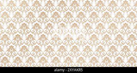 Seamless Pattern ornement doré style damassé fond blanc isolé pour papier peint la chambre à coucher, remplissages à motifs, pages Web, textures de surface Illustration de Vecteur