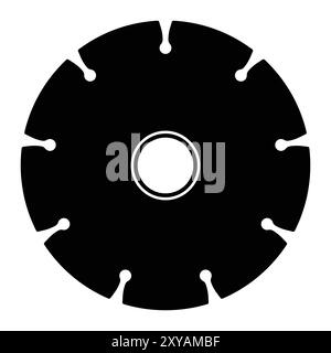 Icône de vecteur de lame de disque circulaire diamant. Silhouette noire. Symbole de découpe du béton. Meuleuse d'angle. Illustration de Vecteur