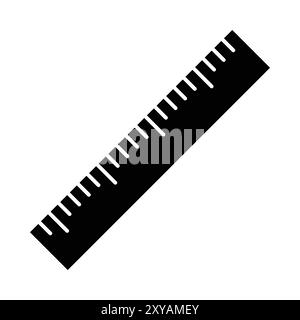 Icône de vecteur noir de règle. Symbole de l'outil de mesure. Dessiner et créer des plans, éducation et formation, fournitures scolaires. Illustration de Vecteur