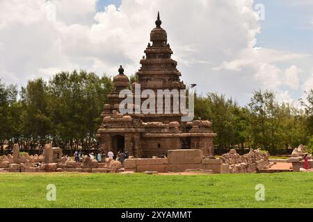 Temple Shore de Mahabaleshwar, Mahabalipuram, Tamil Nadu, Inde Banque D'Images