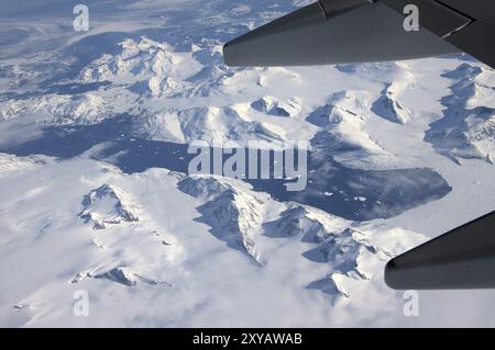 Vue aérienne du Groenland, vu d'un avion. Vue aérienne du Groenland, vu d'un avion. Adobe RVB Banque D'Images