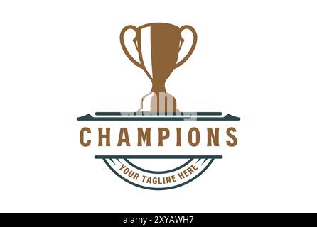 Vintage Retro Champion Trophy Cup pour Sport Bar Club logo Design inspiration Illustration de Vecteur