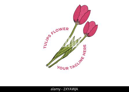 Fresh Beauty parfumé Violet tulipes Flower Branch logo illustration de l'icône Illustration de Vecteur