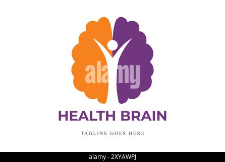 Arbre humain cérébral minimaliste simple pour Relax Mind ou Yoga Wellness logo Design Illustration de Vecteur