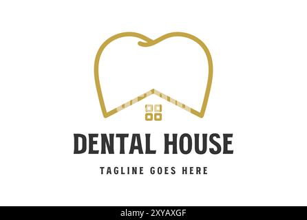 Simple Luxury Tooth House pour la clinique dentaire Doctor Care Service logo Design Illustration de Vecteur