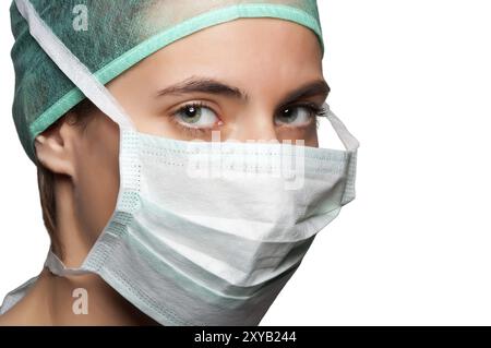 Closeup portrait of a doctor isolés dans un fond blanc Banque D'Images