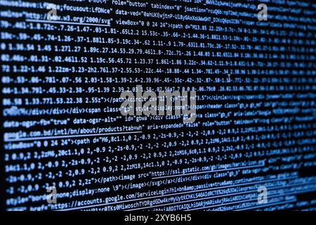 Écran de codage, écran de codage du développeur Web Banque D'Images