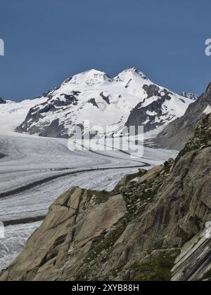 Glacier d'Aletsch et Eiger Banque D'Images