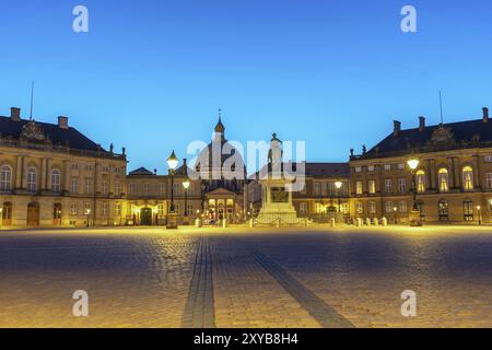 Nuit sur la ville de Copenhague au Danemark, copenhague Palais Amalienborg Banque D'Images