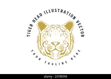 Vintage circulaire Wildcat tête de tigre visage badge emblème illustration vecteur Illustration de Vecteur