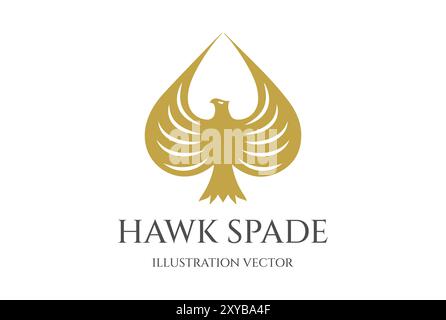 Golden Eagle Hawk Falcon Ace Spade icône illustration vecteur Illustration de Vecteur