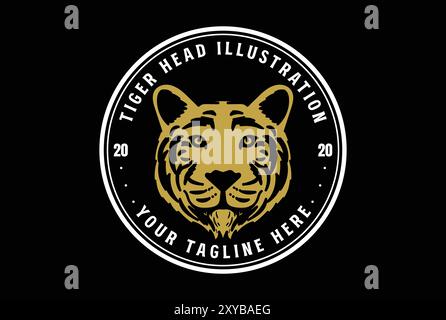 Vintage Retro circulaire Tiger Jaguar Leopard Puma Head badge Emblem Label Illustration de Vecteur