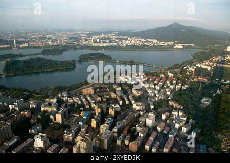 Vue sur le lac Xuanwu à Nanjing, Chine. Banque D'Images