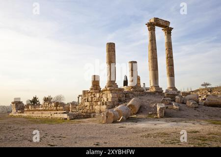 Temple d'hercule à la citadelle d'amman, jordanie Banque D'Images