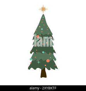 Un arbre de Noël dans différents styles. Vecteur d'arbres de Noël verts, illustration Illustration de Vecteur