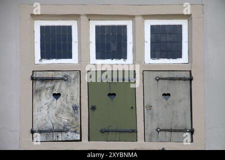 Détail de la maison du maire de la sorcière à Lemgo Banque D'Images