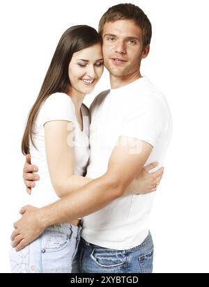 Portrait d'un jeune beau couple smiling in studio Banque D'Images