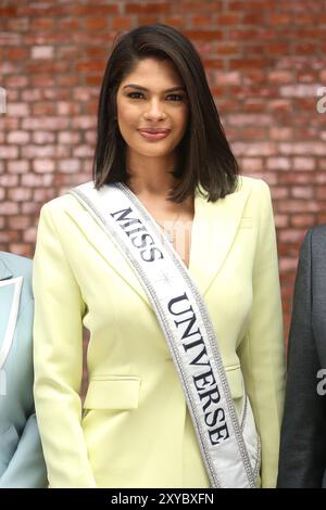 Katmandou, Népal. 29 août 2024. Miss Univers 2023 Sheynnis Palacios arrive à l'aéroport international Tribhuvan de Katmandou, Népal, le 29 août 2024. Elle est la première nicaraguayenne à remporter Miss Univers. (Photo de Sanjit Pariyar/NurPhoto) crédit : NurPhoto SRL/Alamy Live News Banque D'Images