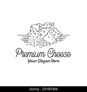 Vintage Retro Cheese Block pour Product Label logo Design Vector Illustration de Vecteur