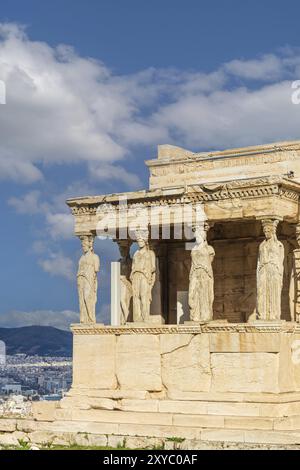 Célèbre Erechtheum ou Temple d'Athéna Polias sur le site de l'acropole Banque D'Images