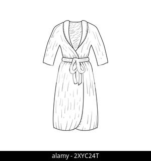 Esquisse dessinée à la main isolée de Pajama Kimono robe de bain illustration vecteur Illustration de Vecteur