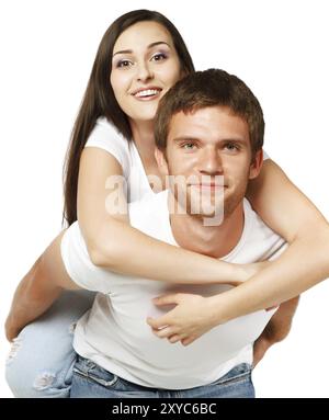 Portrait d'un jeune beau couple smiling in studio Banque D'Images