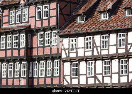 Maisons à colombages à Quedlinbrug, montagnes du Harz Banque D'Images