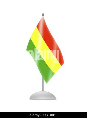 Le drapeau bolivien. Indicateur de table. Isolé sur blanc Banque D'Images