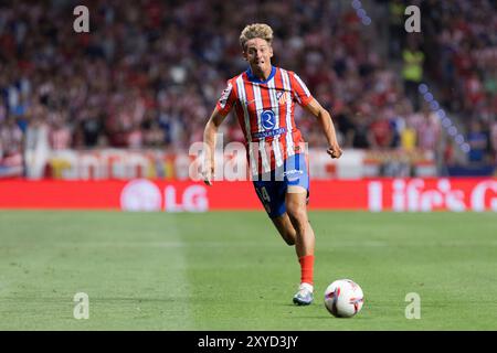 Madrid, Espagne. 28 août 2024. Marcos Llorente de l'Atletico de Madrid en action lors du match de la Liga 2024/25 entre l'Atletico de Madrid et Espanyol au stade Civitas Metropolitano. Note finale : ATL Madrid 0 : 0 Espanyol crédit : SOPA images Limited/Alamy Live News Banque D'Images