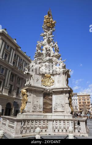 Autriche, Vienne, Wiener Dreifaltigkeitssaule ou Pestsaule, Sainte Trinité ou colonne de la peste, monument baroque du XVIIe siècle, Europe Banque D'Images