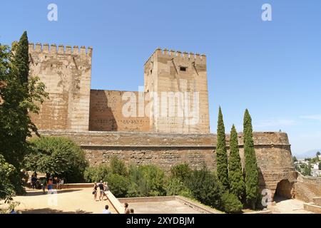 Grenade, Espagne, 14 août 2011 : détail de l'Alcazaba une fortification mauresque dans l'Alhambra de Grenade, Espagne. Ceci est considéré comme la version la plus ancienne Banque D'Images