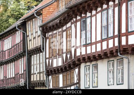 Maisons à colombages à Quedlinbrug, montagnes du Harz Banque D'Images