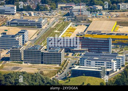 Luftbild, Großbaustelle Mark 51/7, Wissenschaftsquartier und Technologiequartier, O-Werk Campus, VW Infotainment, ehemaliges Opel Areal an der Autobahn A448, DHL Logistik, Laer, Bochum, Ruhrgebiet Nordrhein-Westfalen, Deutschland ACHTUNGxMINDESTHONORARx60xEURO *** vue aérienne, grand chantier Mark 51 7, quartier des sciences et de la technologie, campus O Werk, VW Infotainment, ancien site Opel sur l'autoroute A448, DHL Logistik, Laer, Bochum, Ruhr, Rhénanie du Nord-Westphalie, Allemagne ATTENTIONxMINDESTHONORARx60xEURO Banque D'Images