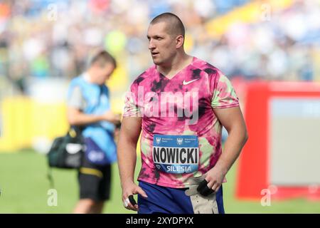 Chorzow, Pologne. 25 août 2024. Wojciech Nowicki de Pologne vu pendant le Silesia Kamila Skolimowska Memorial 2024 lancer de marteau au stade de Silésie. Crédit : SOPA images Limited/Alamy Live News Banque D'Images